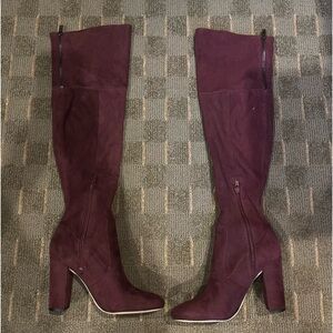 Ivanka Trump burgundy over the knee boots